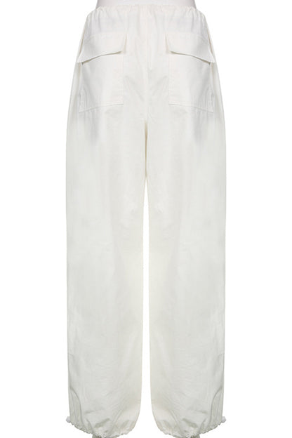 Casual Street Solid Draw String Straight Low Waist Wide Leg Solid Color Bottoms(4 Colors)
