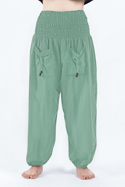 Casual Solid Pocket Loose High Waist Harlan Solid Color Bottoms