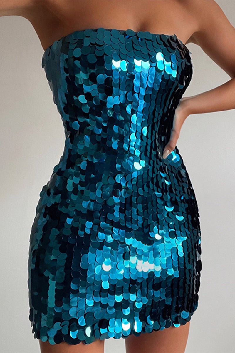 Sexy Party Solid Patchwork Strapless Dresses