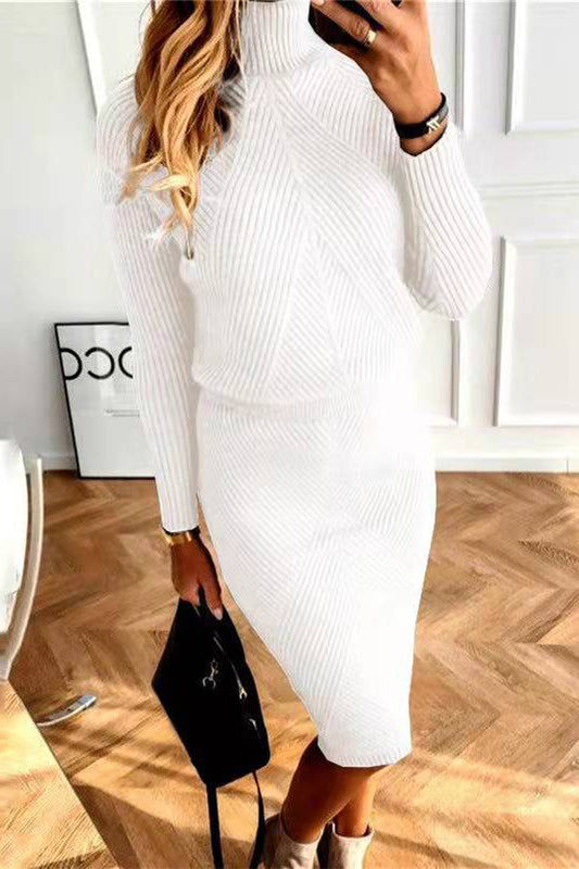 Casual Solid Turtleneck Long Sleeve Two Pieces(12 Colors)