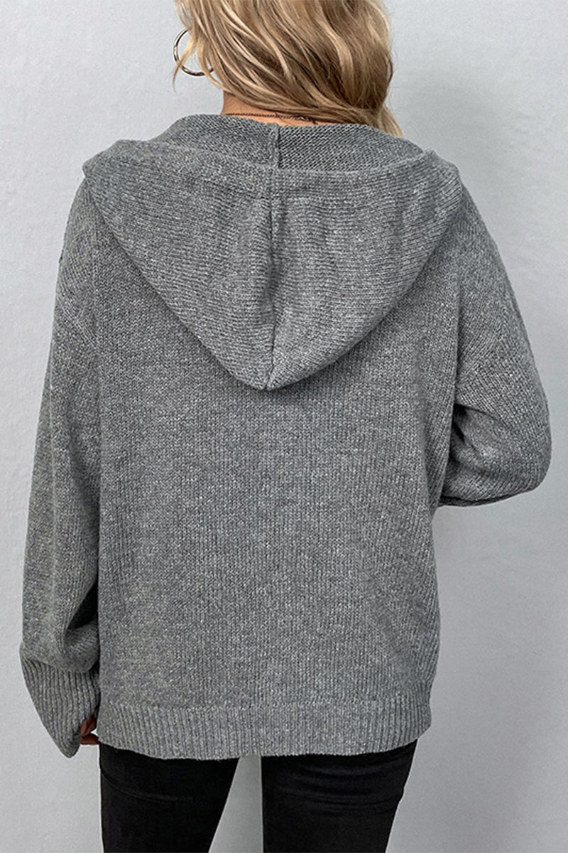 Casual Solid Buttons Hooded Collar Sweaters(8 Colors)