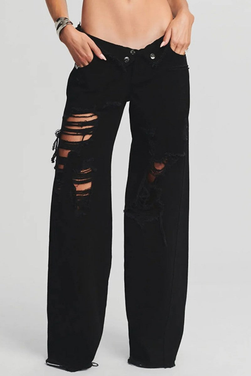 Casual Ripped Patchwork Denim Jeans (Subject To The Actual Object,5Colors)