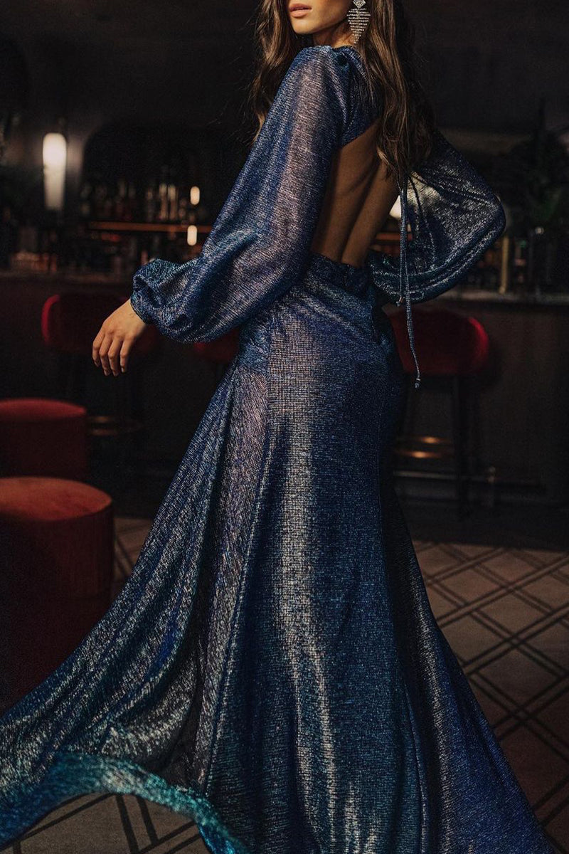 Elegant Formal Solid Sequined V Neck Evening Dresses(3 Colors)